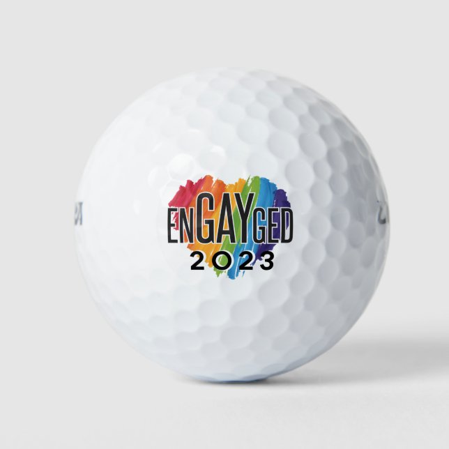 Balles De Golf Engaygué 2023 Fiançailles gay Rainbow LGBTQ Pride (Devant)