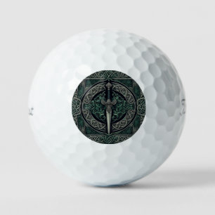 Balles De Golf Épée Celtique verte et argentée