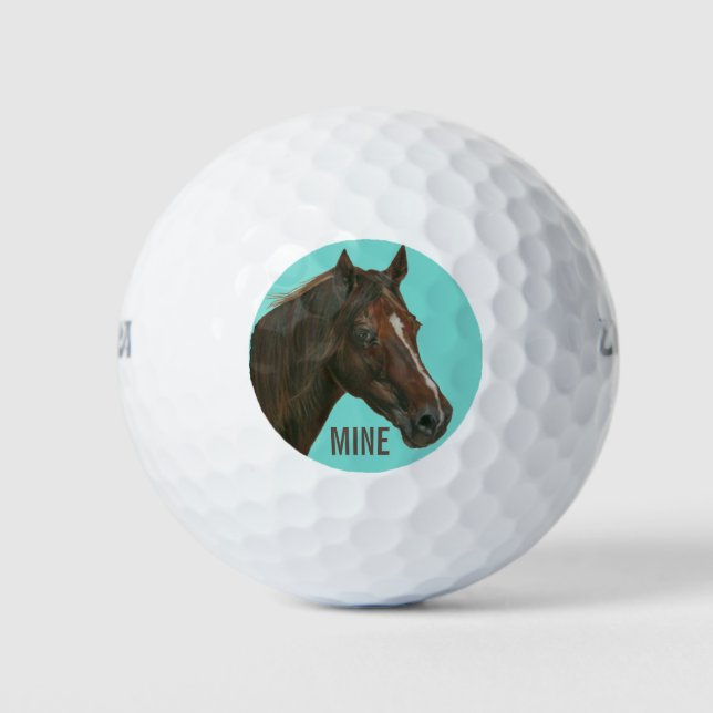 Balles De Golf équine unique peinture de cheval de marron (Devant)