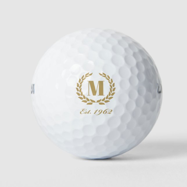 Balles De Golf Est. 1962 anniversaire Monogram Gold (Devant)