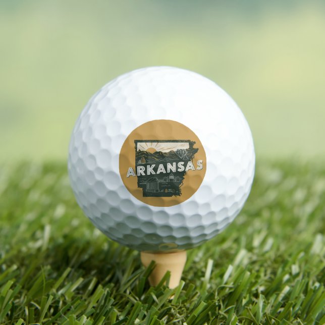 Balles De Golf État de Retro Arkansas (T-shirt Insitu)