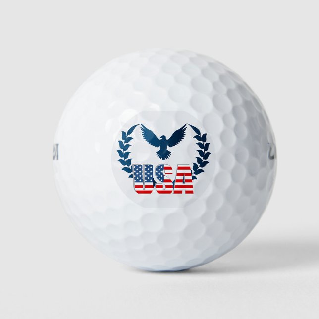 Balles De Golf Etats-Unis Amérique Drapeau Design Golf Balls (A golf ball featuring a patriotic design with an eagle and the USA flag emblem.  )