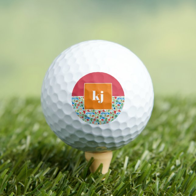 Balles De Golf Été amusant Monogramme élégant (T-shirt Insitu)