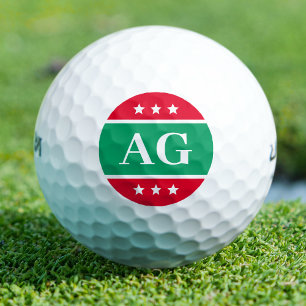 Balles De Golf Étoiles Monogrammes personnalisées Vert Rouge