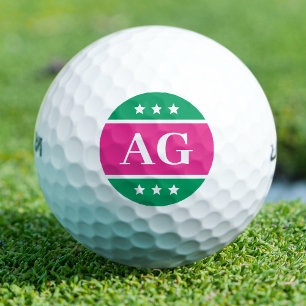 Balles De Golf Étoiles monographiques personnalisées rose vert