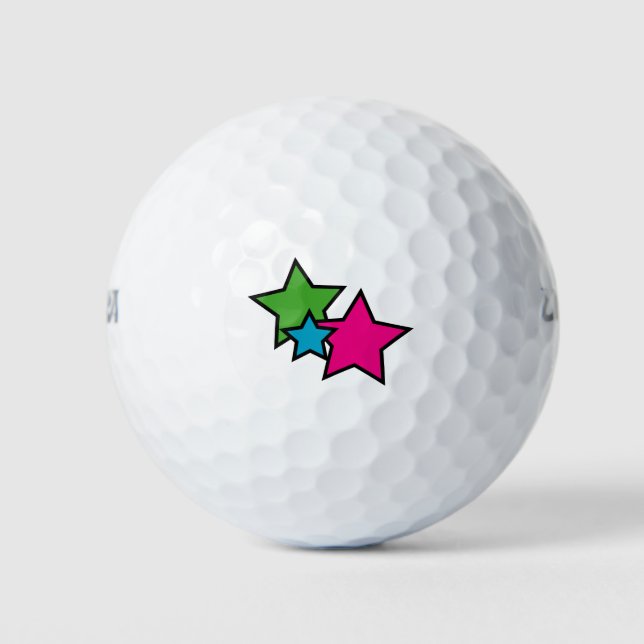 Balles De Golf Étoiles Neon rose Vert bleu (Devant)