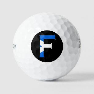 Balles De Golf F Monogramme superposé sur le drapeau écossais ssa
