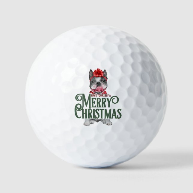 Balles De Golf Faites-vous plaisir Noël avec French bulldog (Recto)