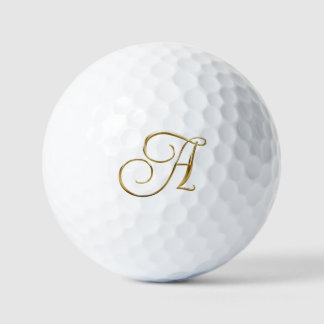 Balles De Golf Faux Or Métallisé Monogramme A