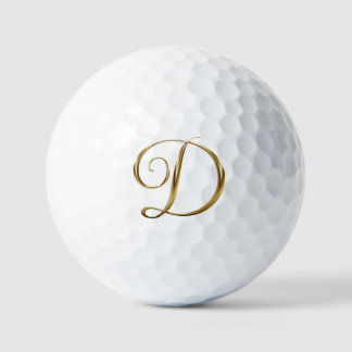 Balles De Golf Faux Or Métallisé Monogramme D