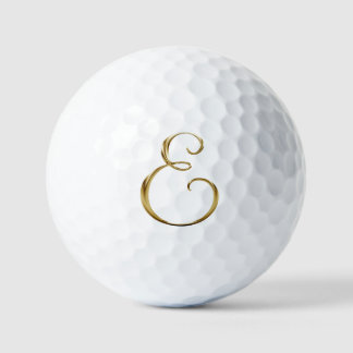 Balles De Golf Faux Or Métallisé Monogramme E