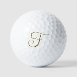 Balles De Golf Faux Or Métallisé Monogramme F