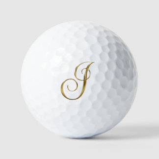 Balles De Golf Faux Or Métallisé Monogramme I