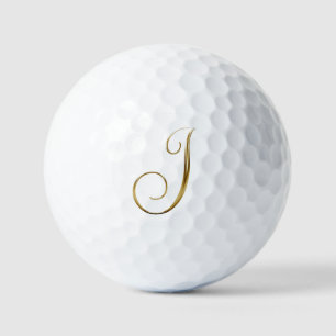 Balles De Golf Faux Or Métallisé Monogramme J