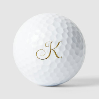 Balles De Golf Faux Or Métallisé Monogramme K