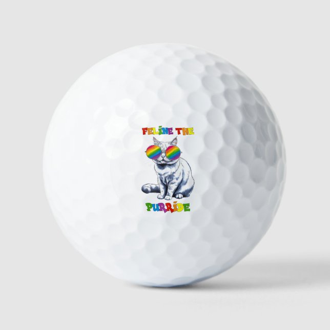 Balles De Golf Feline The Purride - Cool Pride Cat LGBTQ (Recto)