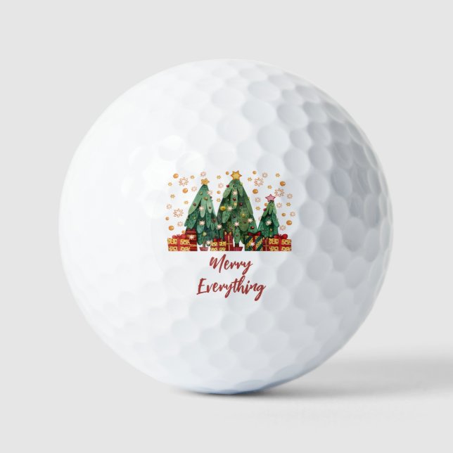 Balles De Golf Festif Arbres de Noël Joyeux Tout Vacances (Recto)