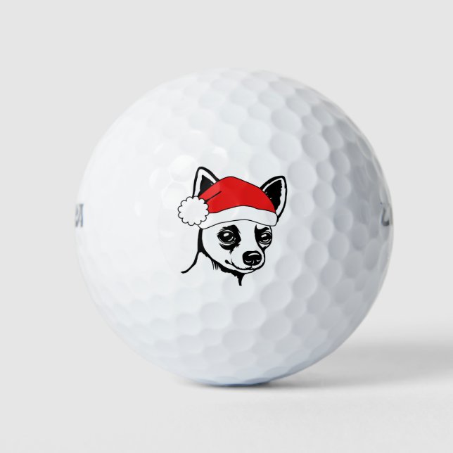 Balles De Golf Fête Chihuahua Santa Hat (Devant)