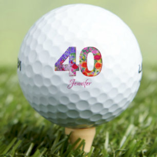 Balles De Golf Fête de 40e anniversaire chic fleurs nombre de bal