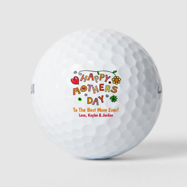 Balles De Golf Fête des mères Maman Golfer Cute Enfants Nom (Devant)