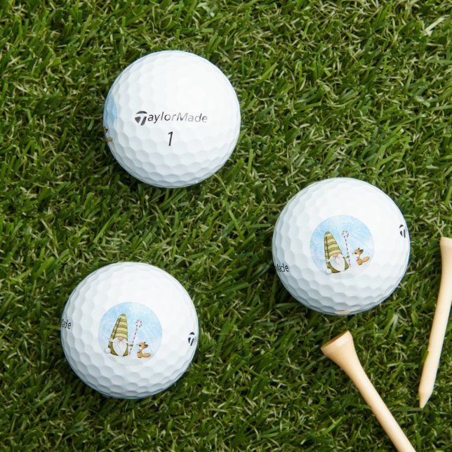 Balles De Golf Fêtes de Noël Gnome et Mignonne Fox (Herbe in situ)