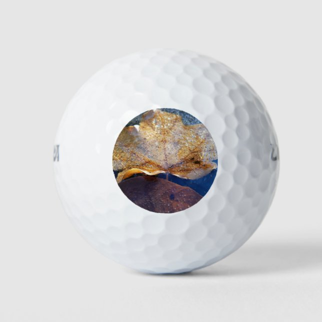 Balles De Golf Feuille d'érable jaune congelée Automne Nature (Devant)