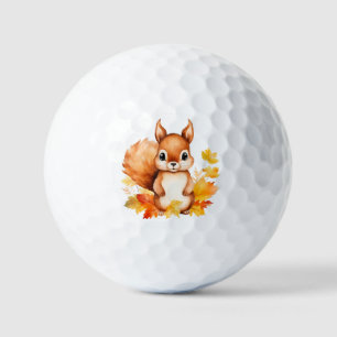 Balles De Golf Feuilles d'automne d'écureuil animal mignon person