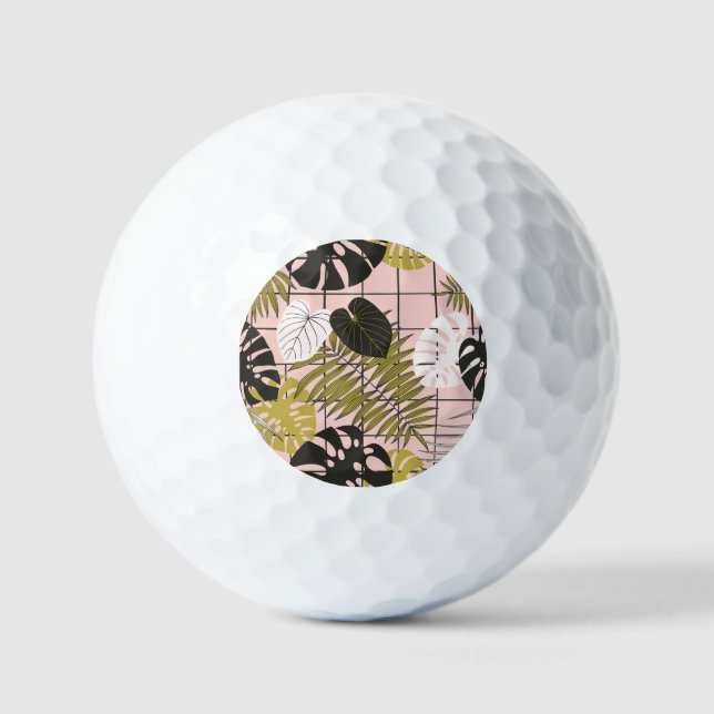 Balles De Golf Feuilles de palmiers tropicaux, été élégant. (Recto)