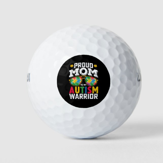 Balles De Golf Fière Maman D'Un Autisme Guerrier Famille (Devant)