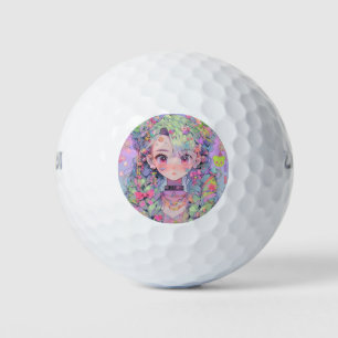 Balles De Golf Fille Anime Kawaii Pastel Harajuku Avec Tresses