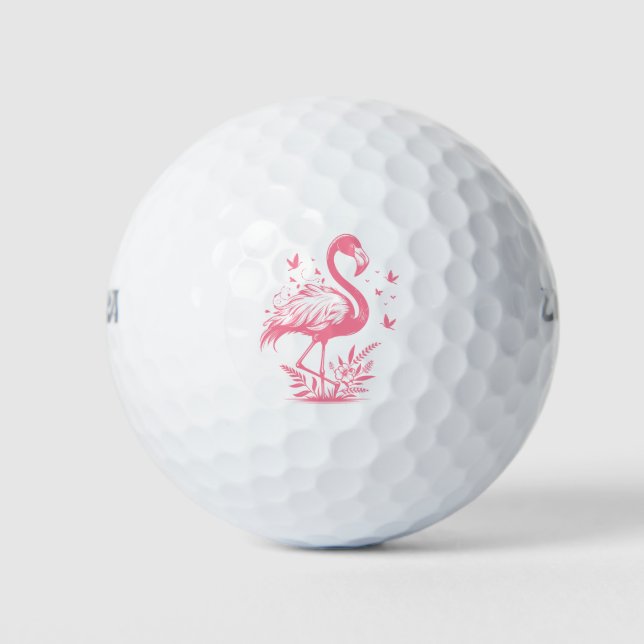 Balles De Golf Flamingo rose et papillons (Devant)