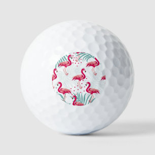 Balles De Golf Flamingo tropical et feuille, motif d'été.
