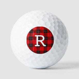 Balles De Golf Flannelle Plaid Monogramme Rouge Buffalo Personnal