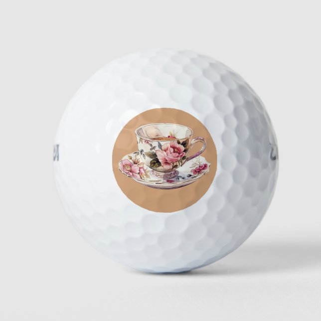 Balles De Golf Fleur Antique Rose Tea Time (Devant)