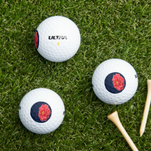 Balles De Golf Fleur de dahlia rose en bleu