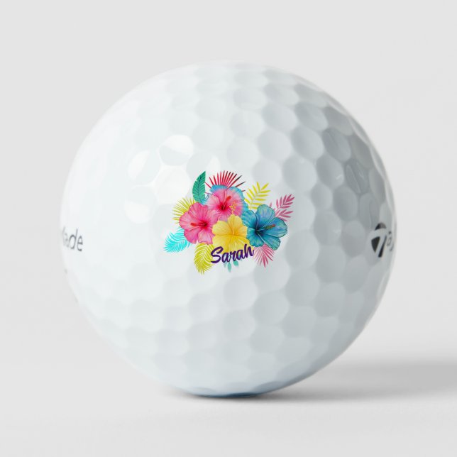Balles De Golf Fleur hawaïenne tropicale personnalisée (Recto)