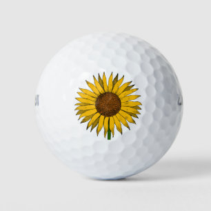 Balles De Golf Fleur jaune tournesol