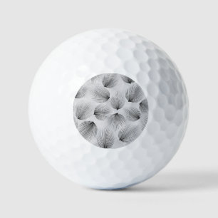Balles De Golf Fleurs noires Abstraites : Elégance Grise.