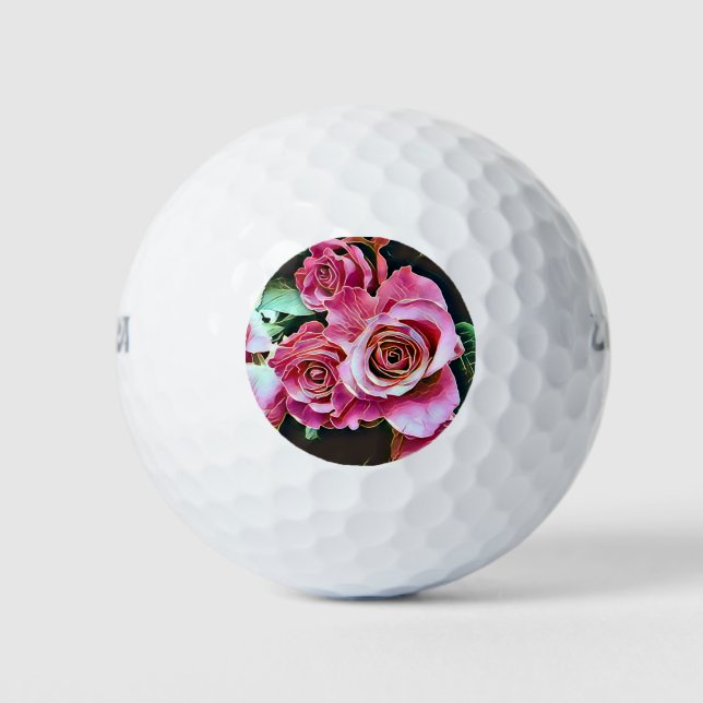 BALLES DE GOLF FLEURS ROSES ROSES ROSES ROSES (Devant)