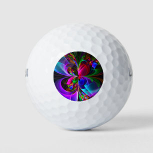 Balles De Golf Floral moderne Art Abstrait Rouge Bleu Motif #12