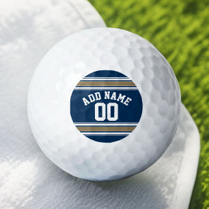 Balles De Golf Football Jersey Navy Blue Gold Stripes Nom Numéro