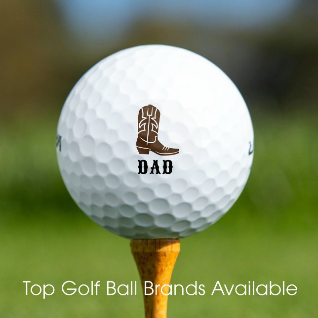 Balles De Golf Fun Cowboy Boot Personnalisé Monogramme Brown (Créateur téléchargé)