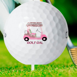 Balles De Golf Fun Glitz Glam Rose Gold Diamond Cart Golf