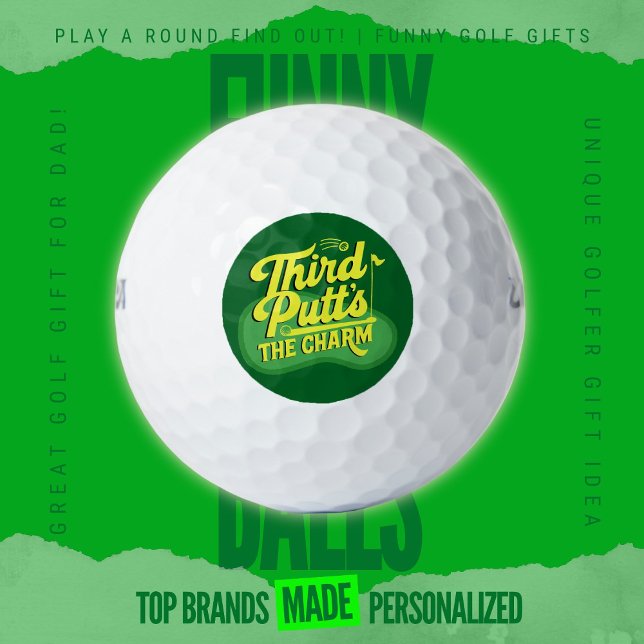 Balles De Golf Funny Scramble Golf Dad Third Putts Retro (Custom Funny Golf Ball Gifts for Business From Play A Round Find Out, "Third Putt's The Charm")