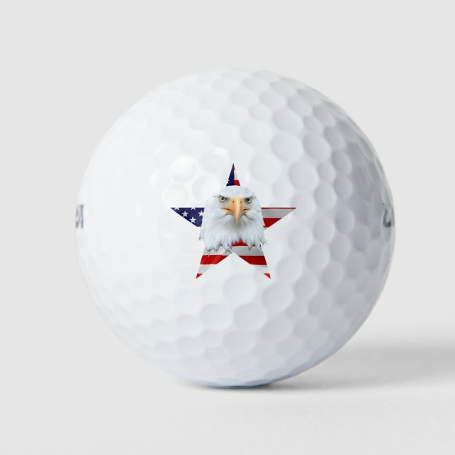 Balles De Golf Garder l'aigle, le drapeau américain, patriotique (Devant)