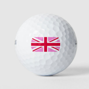 Balles De Golf GAY PRIDE britannique (Union Jack rose) (Drapeau b
