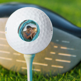 Balles De Golf Géode en bleu turquoise Vert avec votre photo