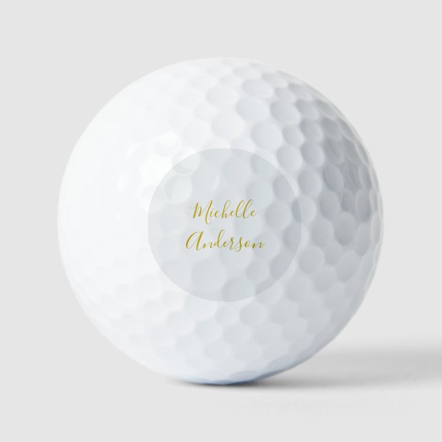 Balles De Golf Gold Color Modern Minimaliste Nom d'écriture manus (Recto)