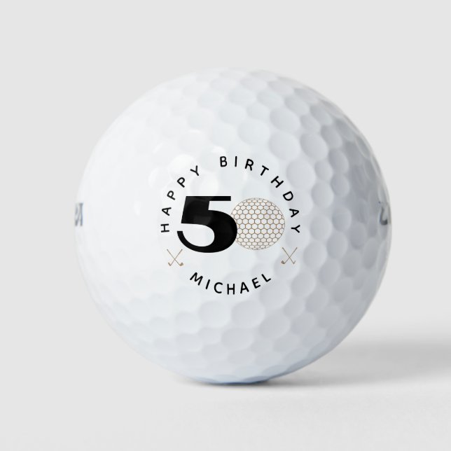 Balles De Golf Gold et Black 50e anniversaire Golf Balls (Devant)