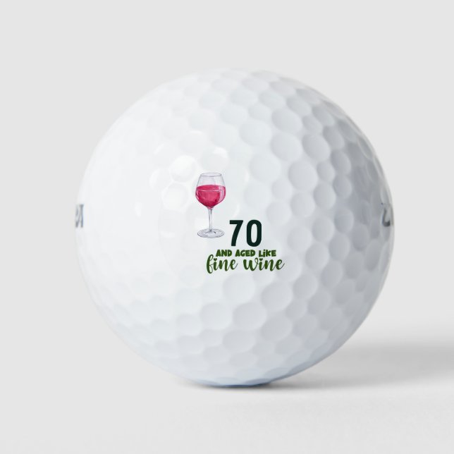 Balles De Golf Golf 70e anniversaire avec vin pour golfeur (Devant)